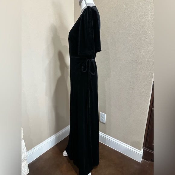 MEROKEETY Women's V Neck Wrap Velvet Maxi Dress Bell Sleeve, NWT! - Picture 8 of 13